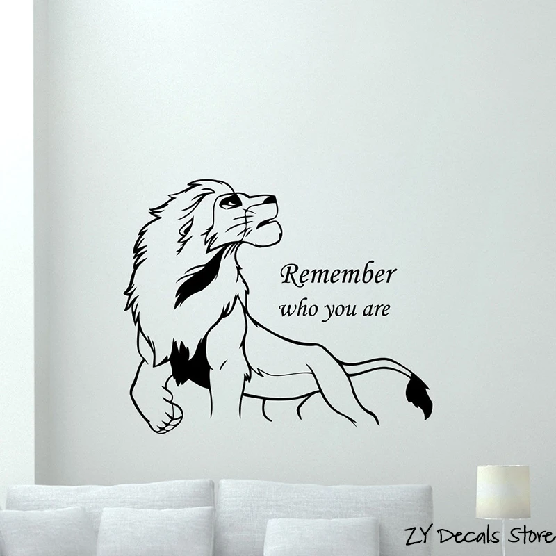 Lion King Wall Decal Remember Who You Are Vinyl Sticker Decor Mural Removabe Art Mural For Office Room L510