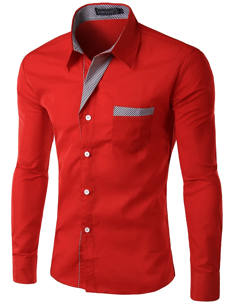 Промо-акция! 2018 новые модные мужские рубашки с длинным рукавом Хлопок Slim Fit