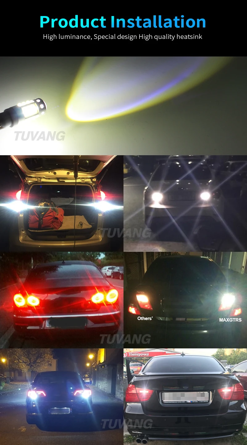 2x T15 светодиодный светильник W16W 921 912 70 Вт экстремально яркий CREE чип DRL Автомобильный задний светильник парковочный фонарь резервный Обратный Стоп светильник источник