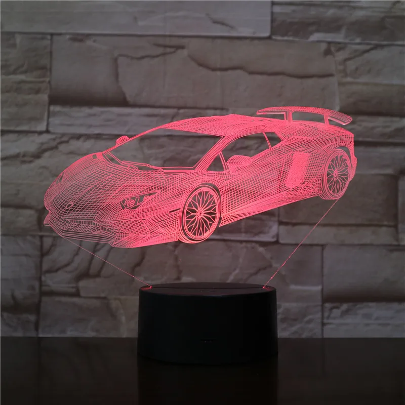 3D ночник для гоночного автомобиля настольная лампа светодиодный светодиодная 3