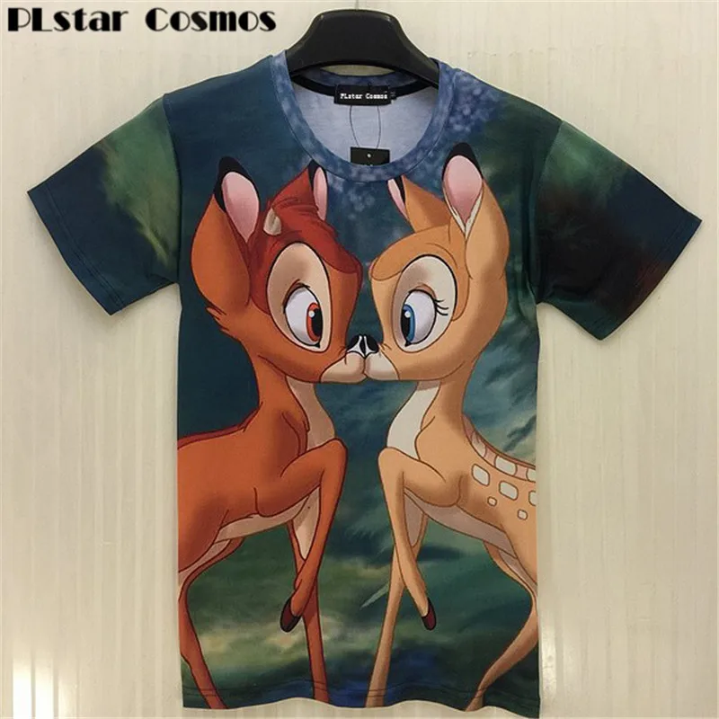 Bambi deer PLstar Cosmos Мужская/Женская 3D Футболка с принтом мультяшный Бэмби олень забавная футболка с коротким рукавом летняя повседневная футболка - Цвет: Bambi deer
