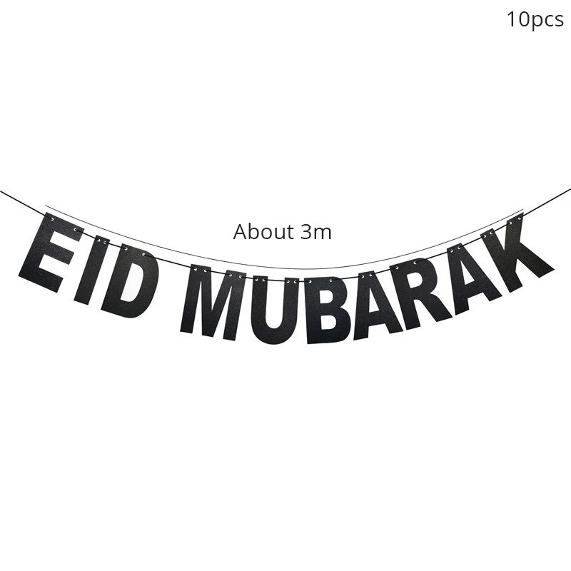 black banner Cyuan EID Mubarak светодиодные ленты звезда светодиодные декоративные светильники EID вечерние принадлежности Рамадан украшения мусульманский ислам Значки для вечеринки декора - Цвет: black banner