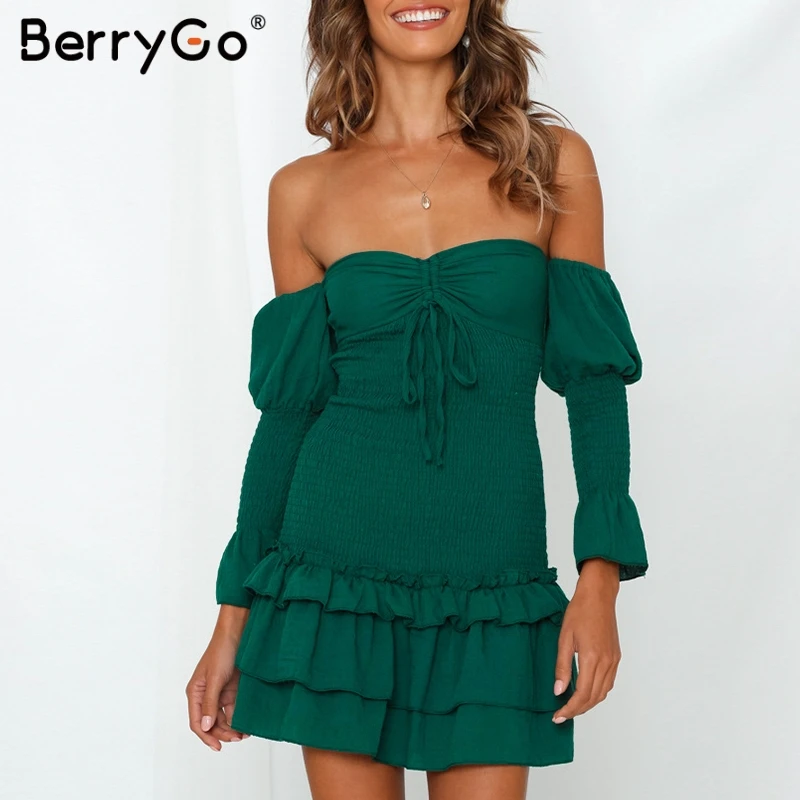 Simplee сексуальные платья с открытыми плечами женские рюшами мини платье короткими