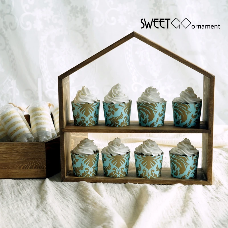 Деревянный домик украшение для кексов/выпечки 30 см десертная полка дома