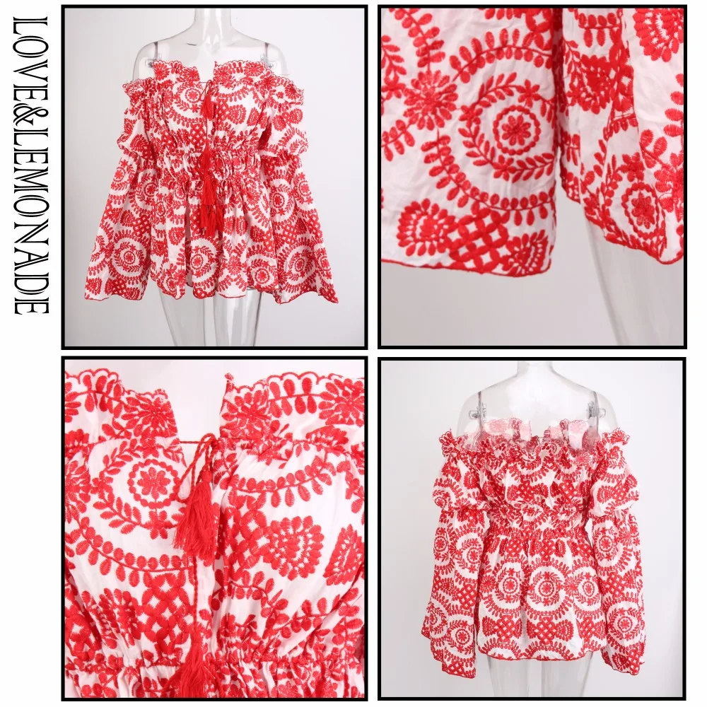 Love & Lemonade красное плечо вышивка хлопок тканевое покрытие LM0352|coats coats|shoulder coatsexy coat |