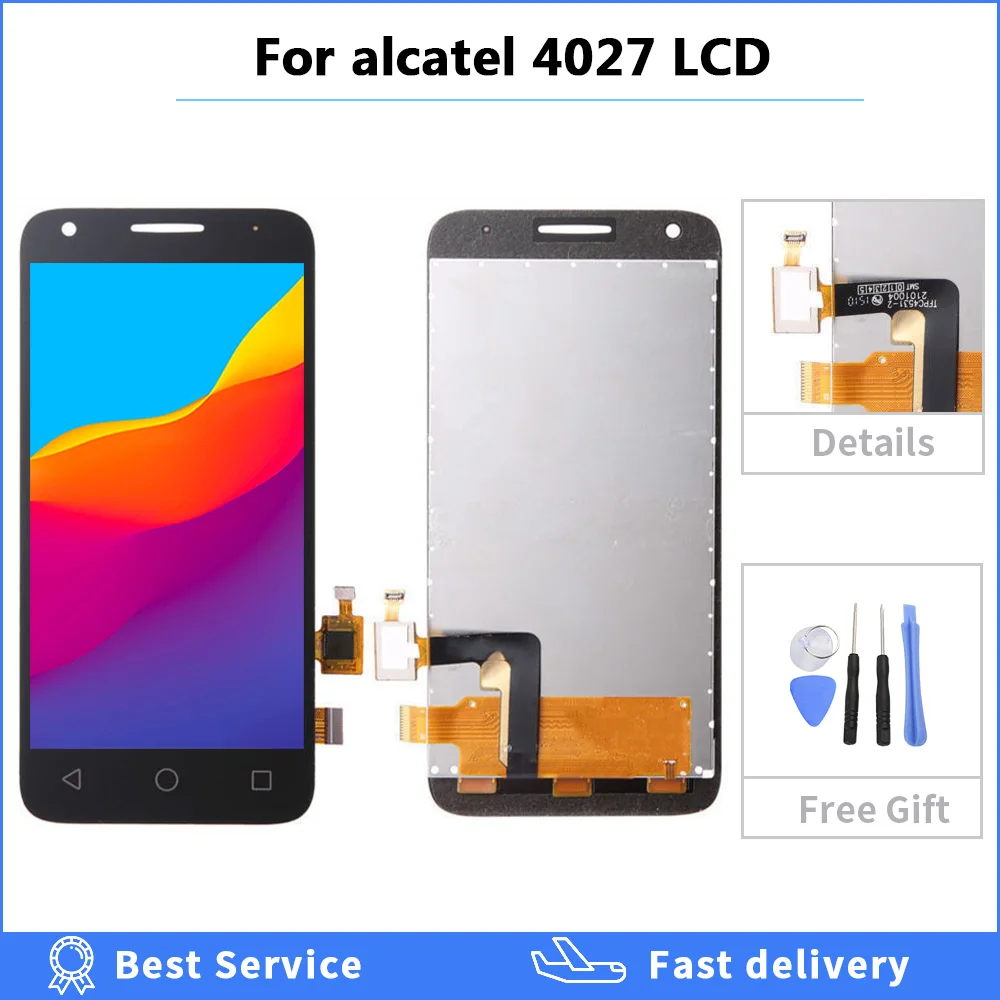 LCD For Alcatel One Touch Pixi 3 4027D 4027X OT4027 4027 OT5017E OT5017D LCD Display Digitizer Panel Assembly Touch Screen tools