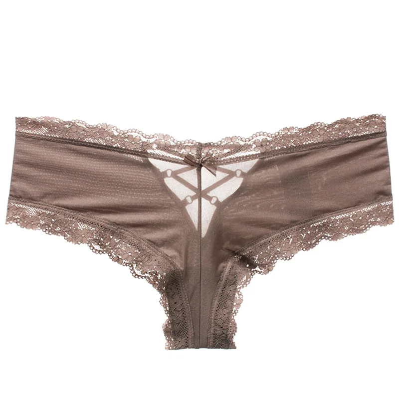 Brown TERMEZY, сексуальные кружевные женские трусики, 5 цветов, бесшовное нижнее белье, g-стринги, соблазнительные Красивые трусы, низкая талия, перекрестный ремешок, нижнее белье - Цвет: Brown