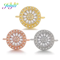 juya diy new jewelry findings cubiz zirconia flower jewelry connectors accessories handmade bracelets necklace earrings material