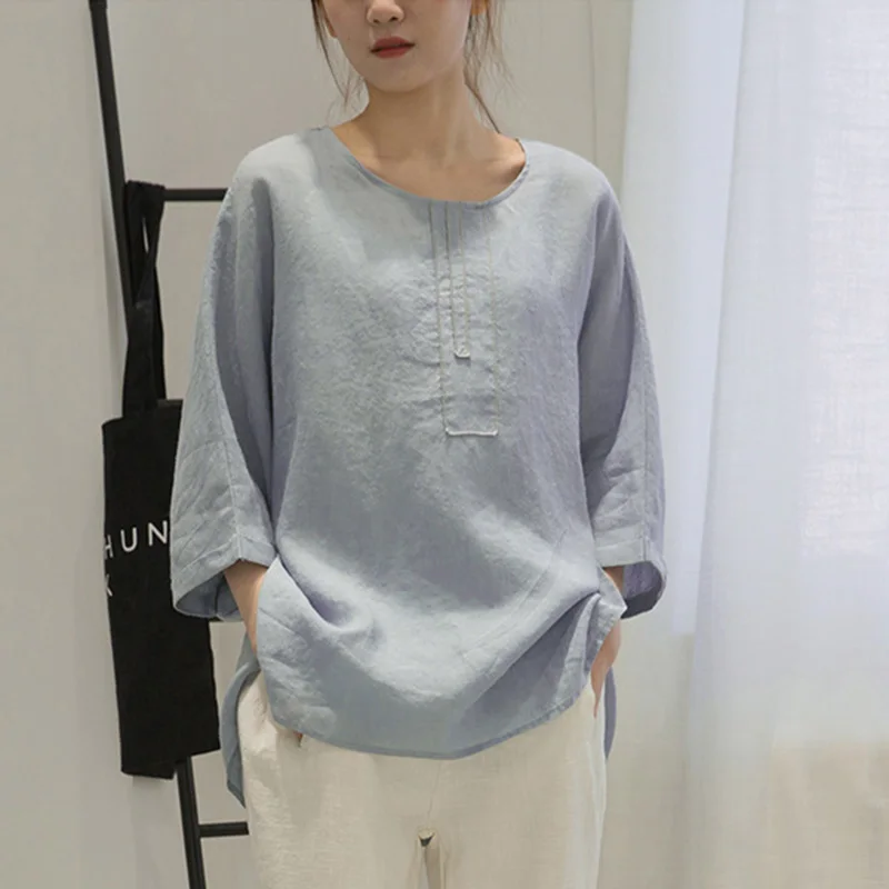 Женская блузка SCUWLINEN Повседневная футболка с о-вырезом рукавом летучая мышь и