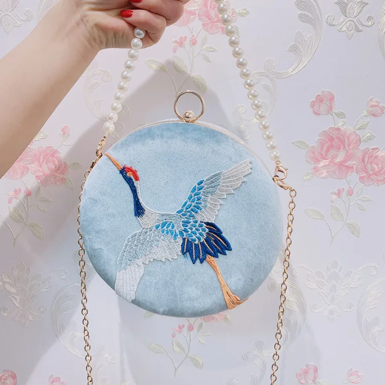 Сумочка с круглой металлической оправой Angelatracy бархатная вечерняя сумка Hanfu