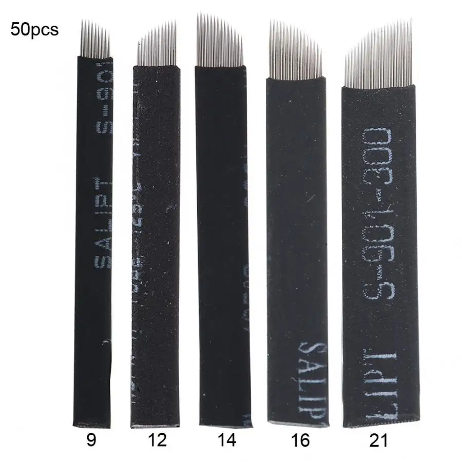 50 шт. мануального татуажа бровей иглы для глаз средства ухода за губами