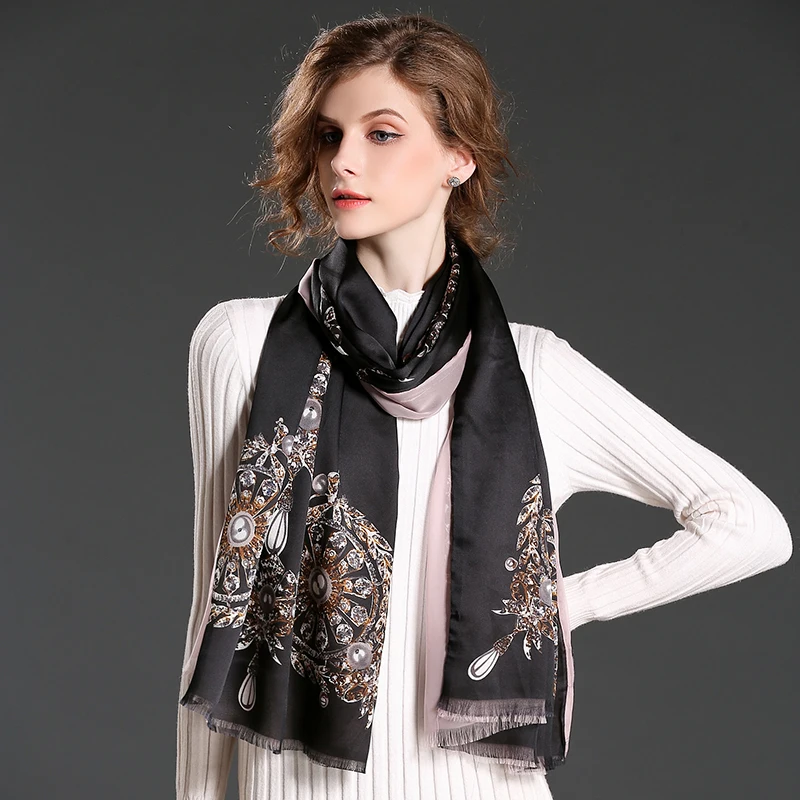 

[FEILEDIS]2019 lace scarves wholesale and retail big-name silk scarves double-layer printed silk scarf shawls WY01
