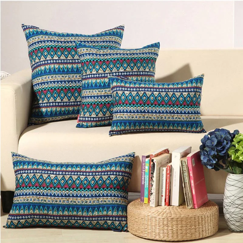 Наволочка богемная Геометрическая винтажная Этническая Печать хлопок бросок