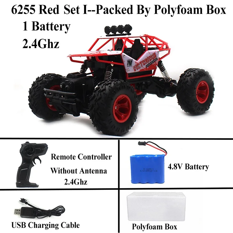 6255-Red Set 1 Новое поступление, Радиоуправляемый автомобиль, 1:16, рок-гусеничный, 4WD Электрический Радиоуправляемый автомобиль для мальчиков, детский подарок, 6255 - Цвет: 6255-Red Set 1