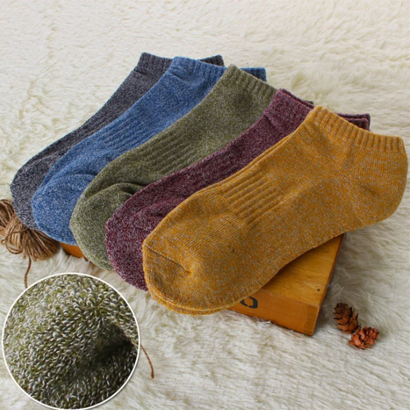 1 пара удобные мужские зимние толстые коттоновые носки модные однотонные весело