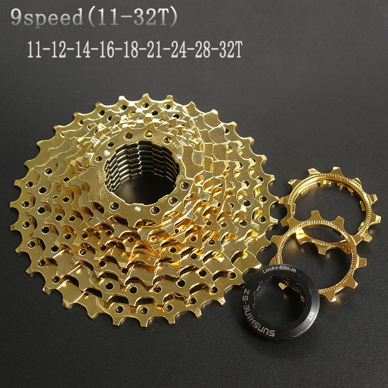 SUNSHINE SZ 11 32T 9 скоростей кассета s Gold Freewheel MTB горный велосипед сталь золотые