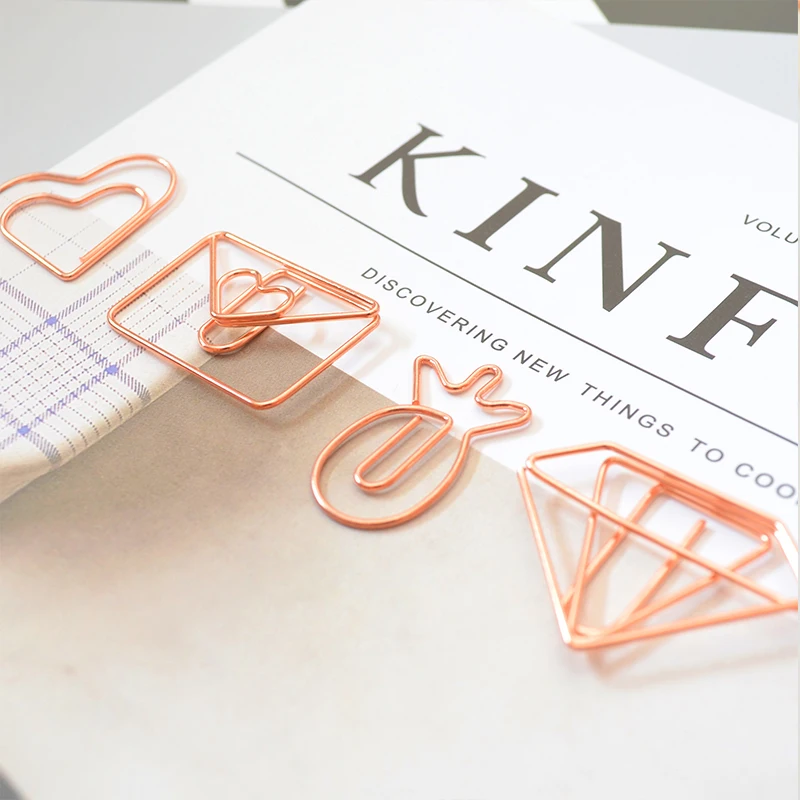 20 шт./кор. зажимы для бумаги в форме сердца с гальваническим покрытием из розового