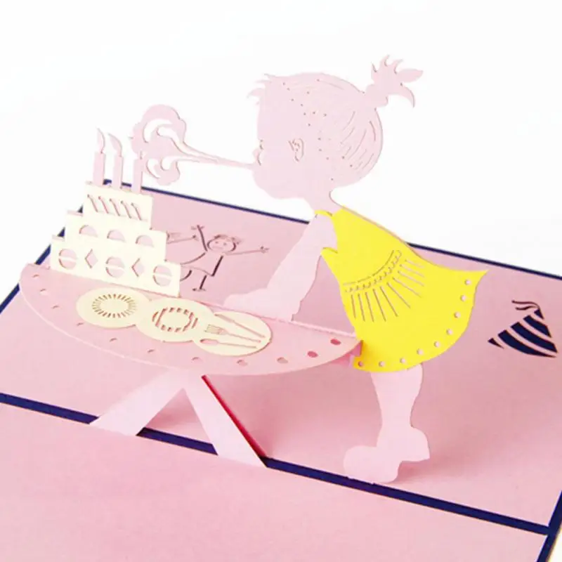 3D всплывающий дизайн открытки на день рождения пригласительные любовь девочка
