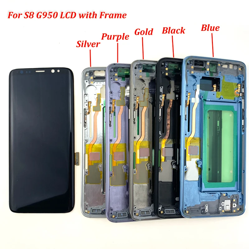 Amoled S8 ЖК дисплей с рамкой для SAMSUNG Galaxy plus G955f G955 G950 G950F сенсорный экран