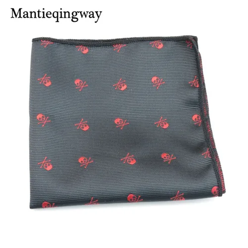MYBZZ041BR Mantieqingway бренд череп черный Пейсли мужской платок полиэстер горошек полотенце для сундуков модные карманные квадраты галстук ручной работы - Цвет: MYBZZ041BR