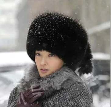 Женская теплая офисная шапка бомбер из искусственного меха норки повседневная