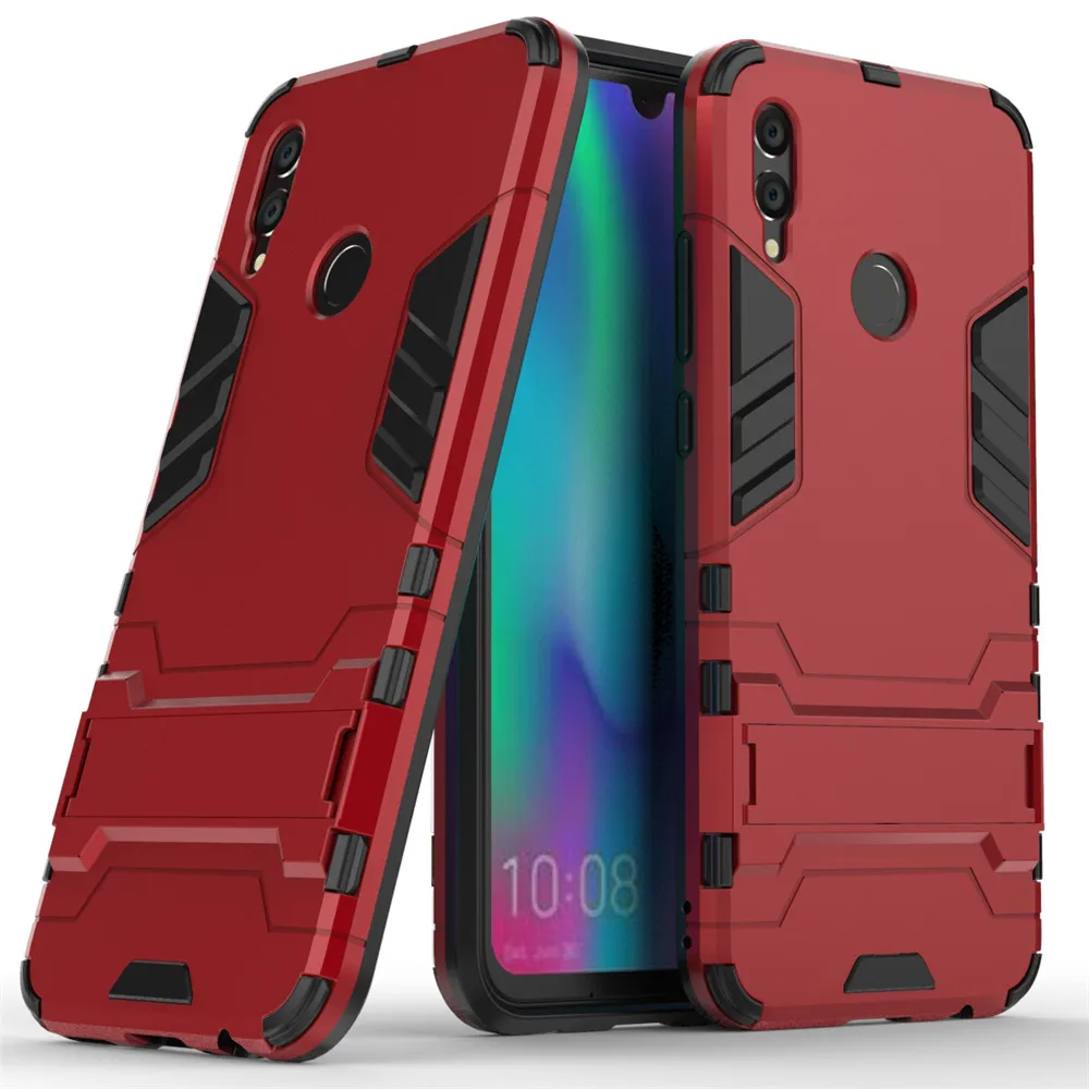 Красный Чехол для huawei P Smart, роскошный чехол-подставка с Железным человеком, твердый чехол+ Мягкий силиконовый чехол из ТПУ для huawei P Smart Plus - Цвет: Красный