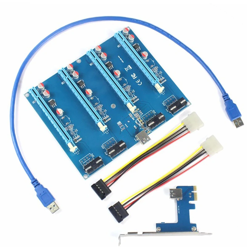 Адаптер PCI-E карта PCIe 1 на 4 переходная 1X 16X слот для майнинга ПК компьютерный разъем