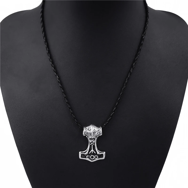Мужское ожерелье с подвеской серебряный черный миф Молот Тора скандинавские Magick