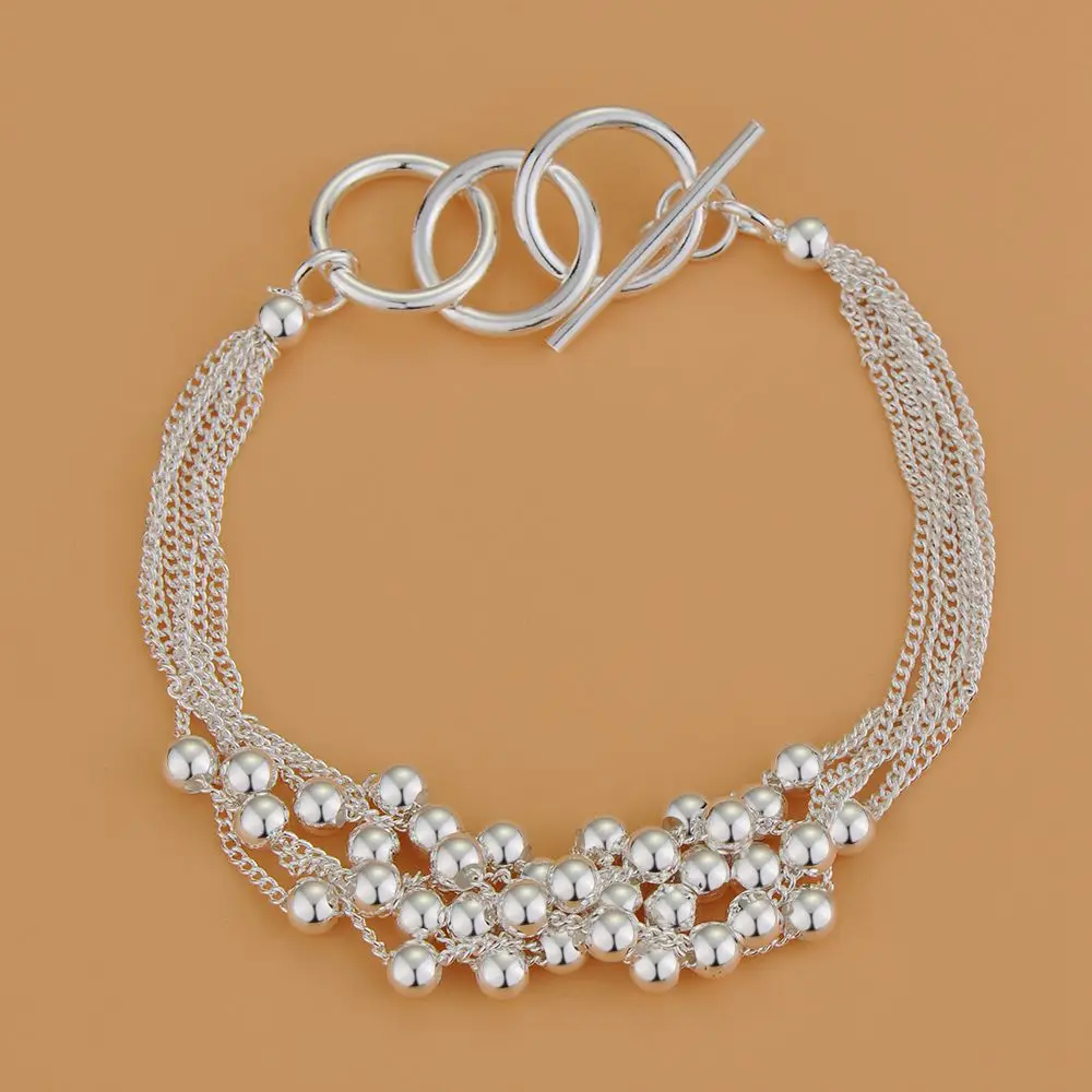 Bracelets high quality charm jewelry women silver plated bracelet 6 chain bead AB133 | Украшения и аксессуары