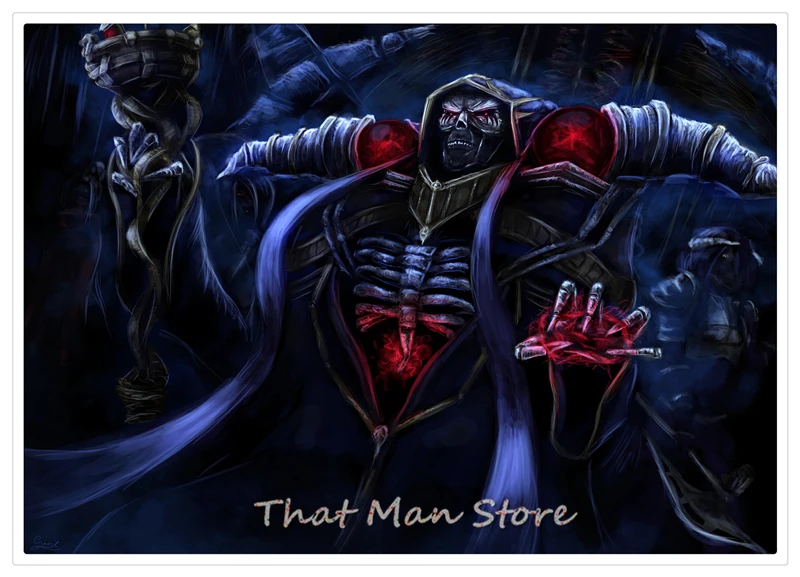 Overlord Ainz Ooal ужас мультфильм постеры стикер на стену хорошее качество глянцевый