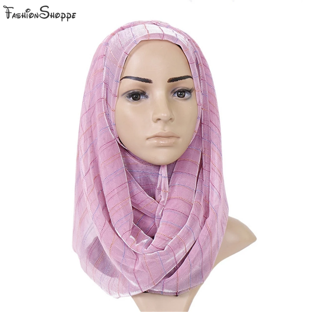 Тонкая дышащая повязка на голову мусульманская женская хиджаб с люрексом тюрбан