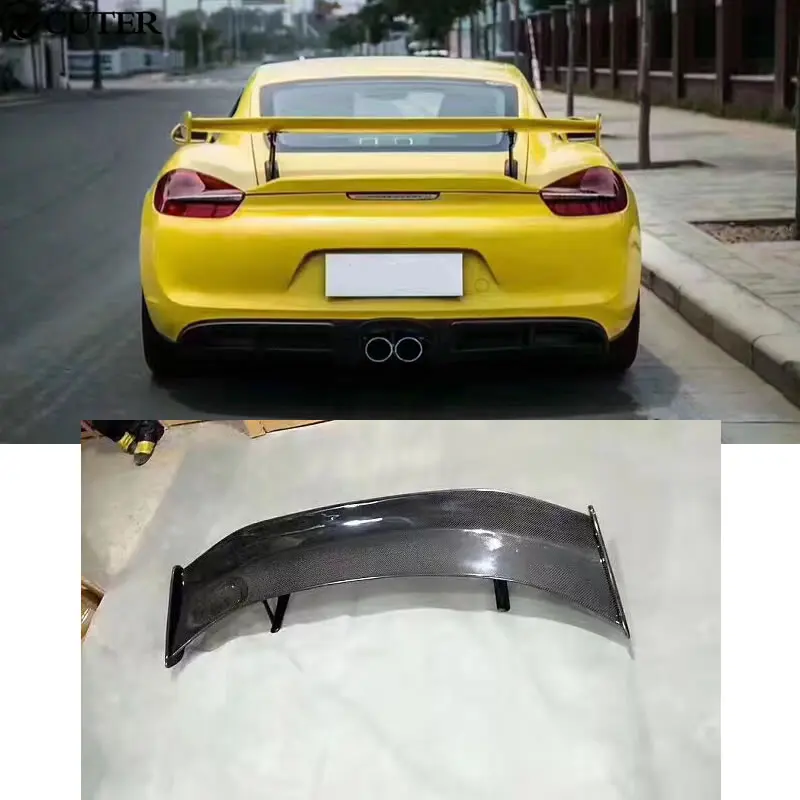 Задний спойлер из углеродного волокна 981 GT4 FRP неокрашенное заднее крыло для Porsche
