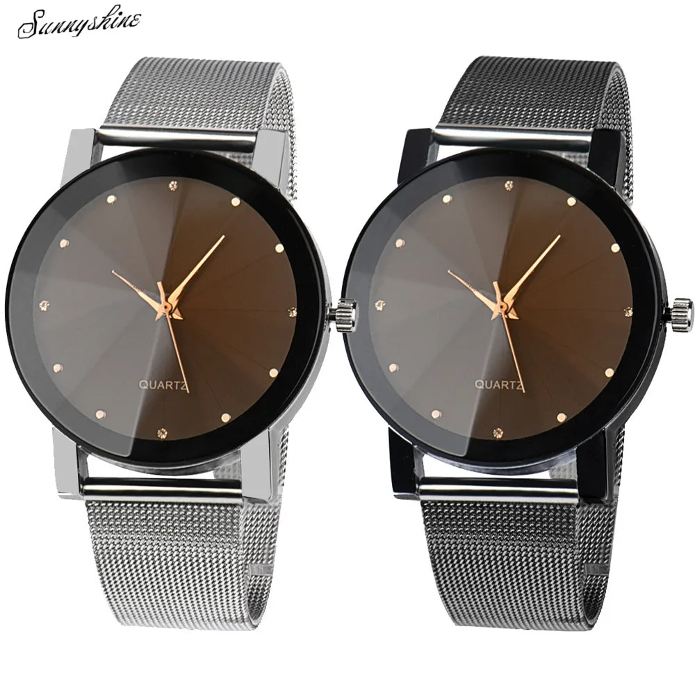 Модные женские часы из нержавеющей стали с кристаллами Аналоговые кварцевые