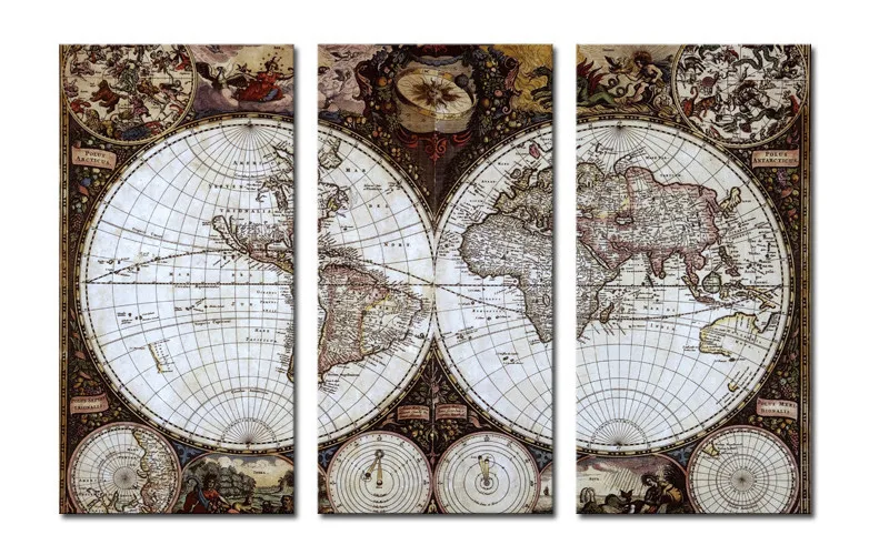 

3 Pieces Wall Art Map Restoring Ancient Ways Picture HD Top-rated Canvas Print Painting Oil Paintings Home Decoration Room T/915