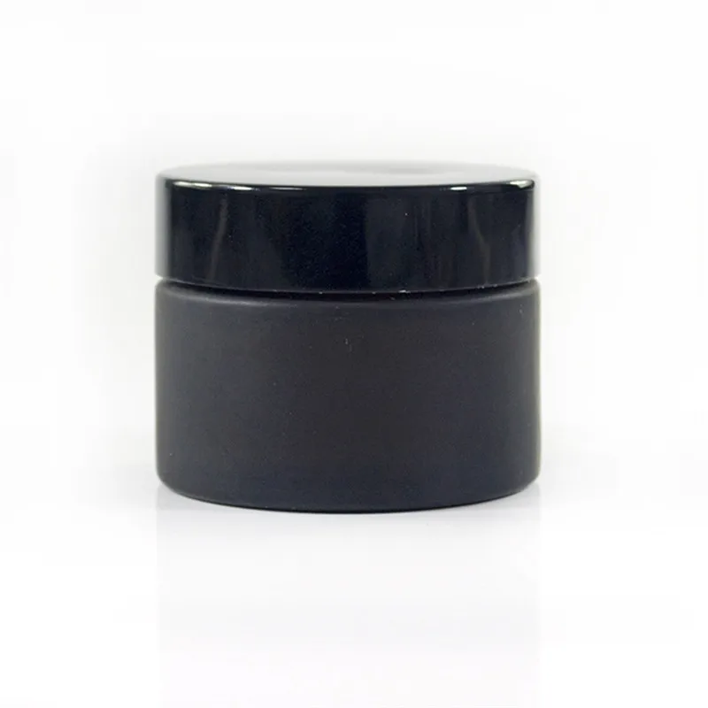 2pcs*15g matte black cosmetic cream glass jar with black lid