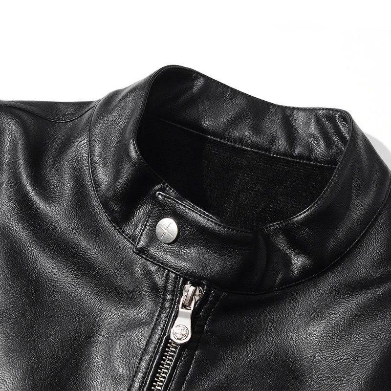 2018 New Mens Leather Men Slim Washed PU And Viscose Material Motorcycle Jacket Stand Collar Casual Ruched Zipper | Мужская одежда