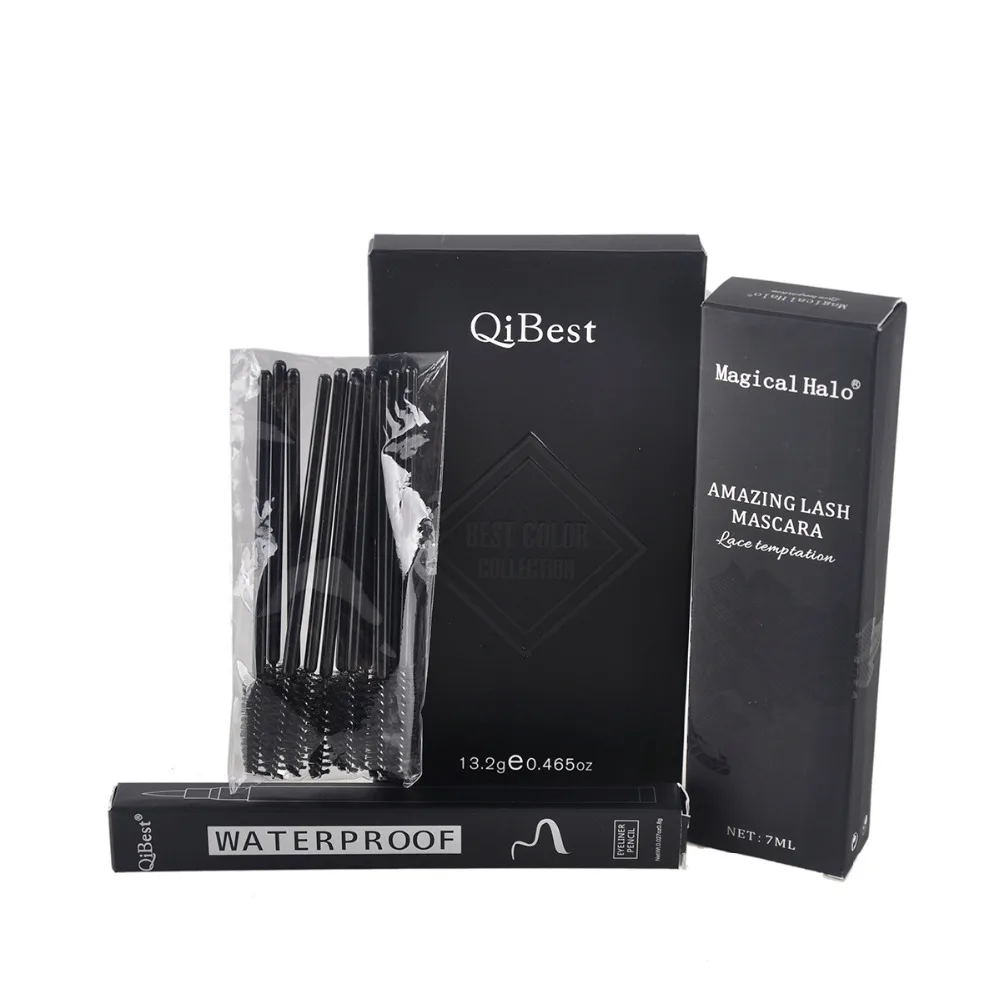 Набор для макияжа Qibest Eyes набор тушь ресниц + подводка глаз тени век Кисть