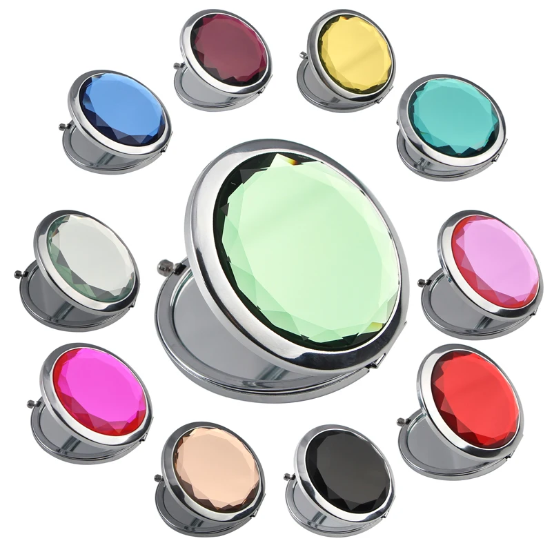 Компактное металлическое зеркало цвета шампанского золотистого кристалла