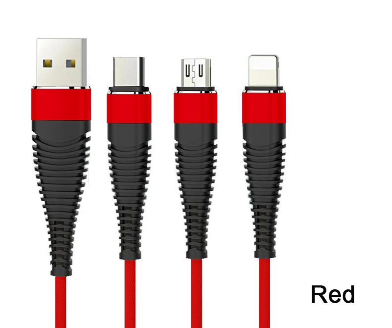 Красный Suntaiho 3 в 1 USB кабель для iphone X micro usb кабель для Xiaomi mi9 type C кабель для зарядки iphone кабель для зарядки micro usb - Цвет: Красный