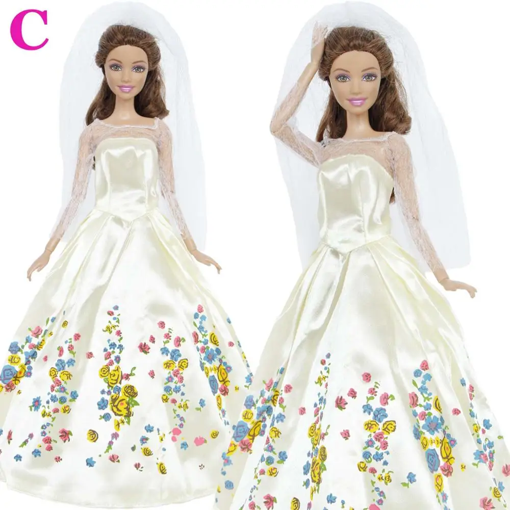 NO DOLL C Один комплект, модное платье-кукла сказочной принцессы, свадебные вечерние платья наряды, аксессуары, Одежда для куклы Барби, игрушки для девочек - Цвет: NO DOLL C