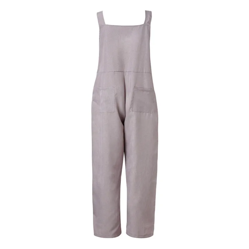 Женский льняной длинный комбинезон шаровары женский Macacao Feminino Combinaison Femme Salopette monos