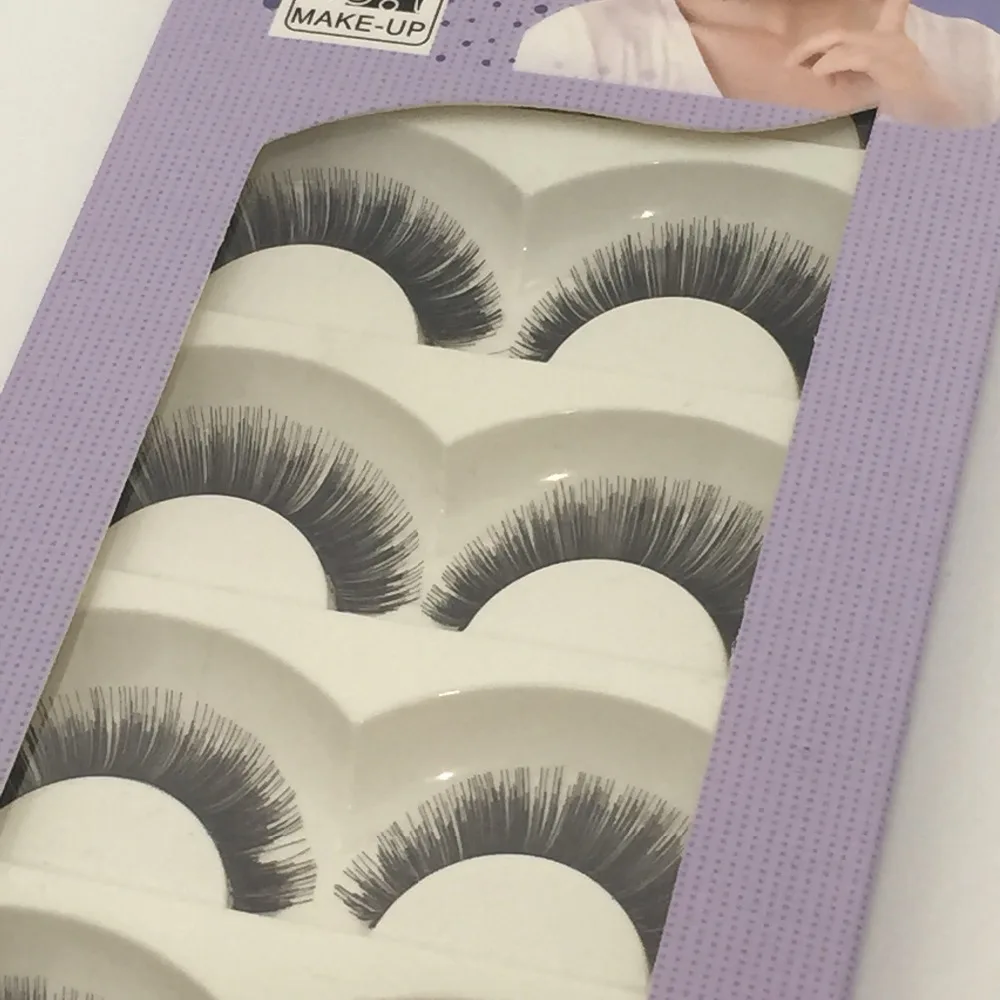 Красота Инструменты 5 пар натуральные длинные толстые черные Накладные ресницы