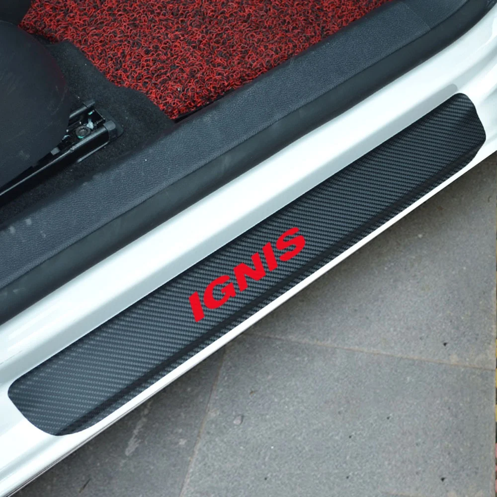 

4pcs Door Stickers Carbon Fiber Car Scuff Plate sticker Vinyl Decal sticker for Suzuki IGNIS