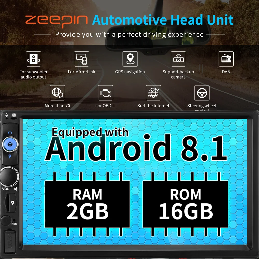 Zeepin Android 8 1 DY7098 универсальный DVD плеер автомобиля двойной Din Автомобильный