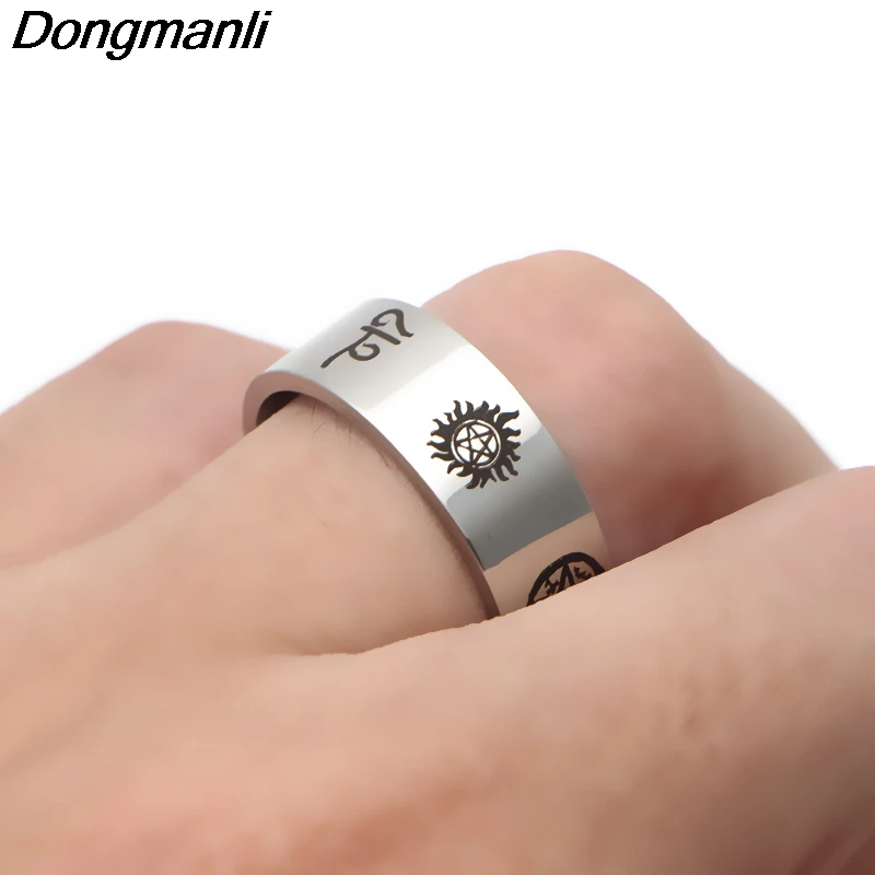 P3123 Dongmanli модное Рунический амулет мужское кольцо Сверхъестественное ТВ серия кольцо из нержавеющей стали Размер 7 8 9 10 11 12 13