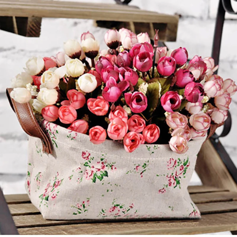 15 цветков миниатюрная роза цветные шелковые искусственные цветы домашний декор