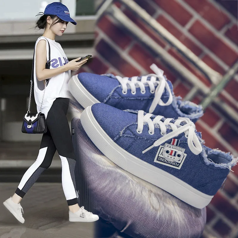 Новинка 2019 года сезон весна-лето Женская парусиновая обувь кроссовки на плоской