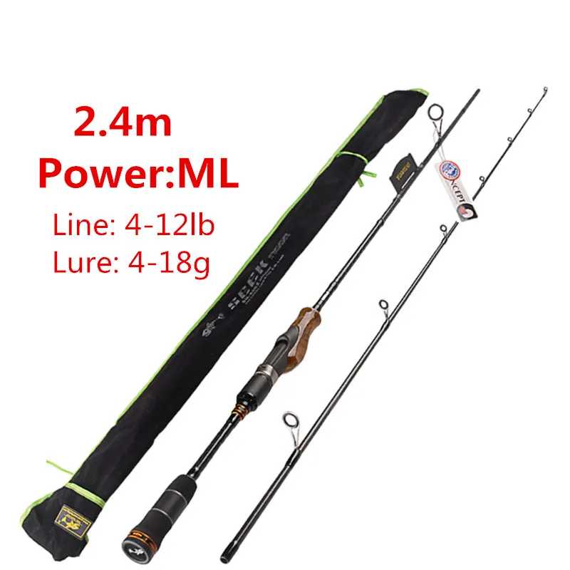 Зеленый 1,98 м/2,1 М/2,4 м спиннинговая Удочка 2 секции ML/m/MH power IM8 углеродная Приманка Удочка деревянная ручка корня Vara De Pesca Peche Carpe Olta - Цвет: Зеленый