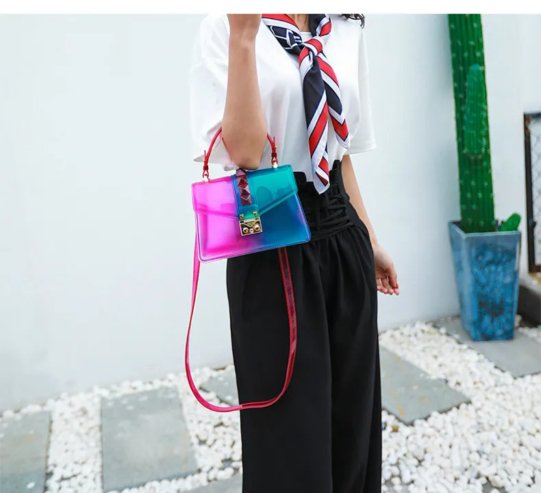 Sac прозрачный Femme Nouveau сумка через плечо прозрачная сумка желе маленькая сумка в форме раковины сумочка цвет столкновения сумки на плечо