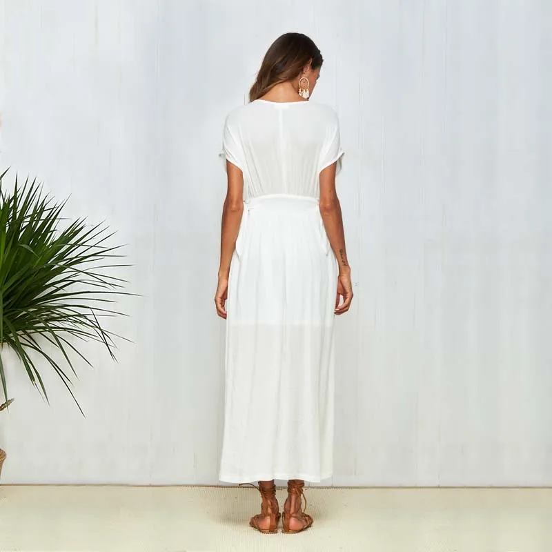 Viven Leigh женское белое хлопковое пляжное платье Лето Fit and Flare сексуальные